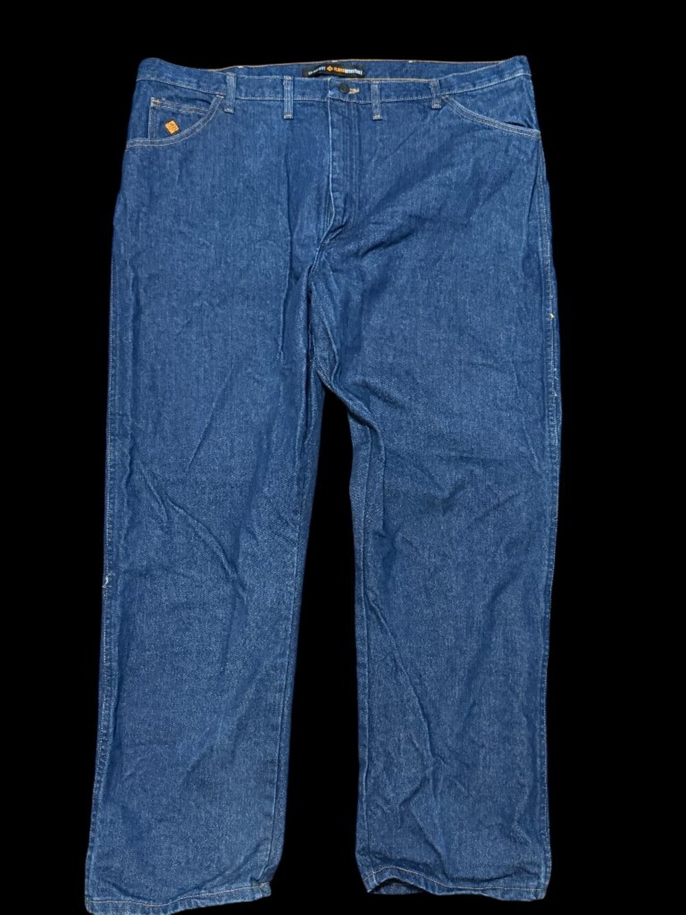 Men's Brand New Wranglers FR 46x32 Work Jeans Dark Was Denim